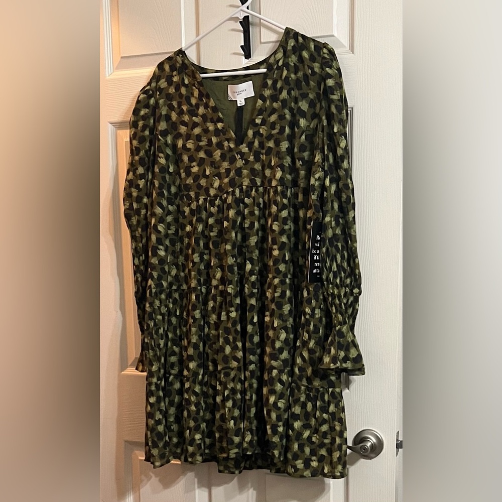 Pomander Place Green Black Kenzo Dress Size XL - Picture 2 of 5